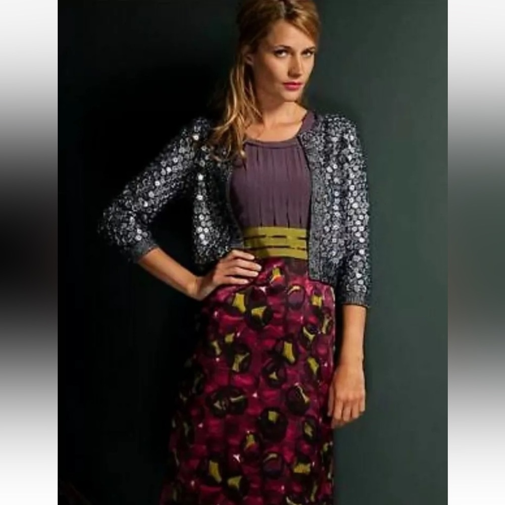 Limited Edition Boden Sleeveless Floral Silk Cocktail Dress 2 Purple Red Green